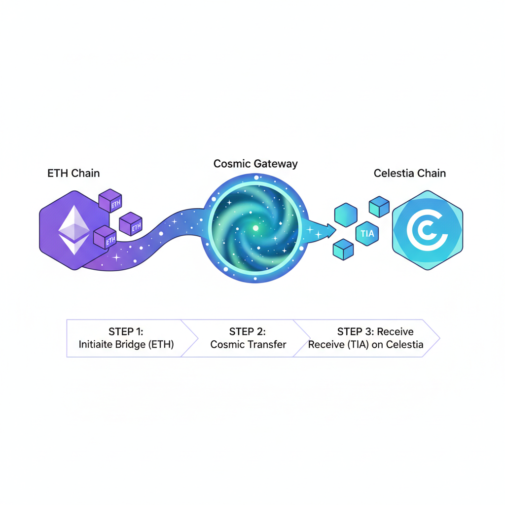 bridge portal ETH to Celestia chain TIA tokens crossing cosmic gateway